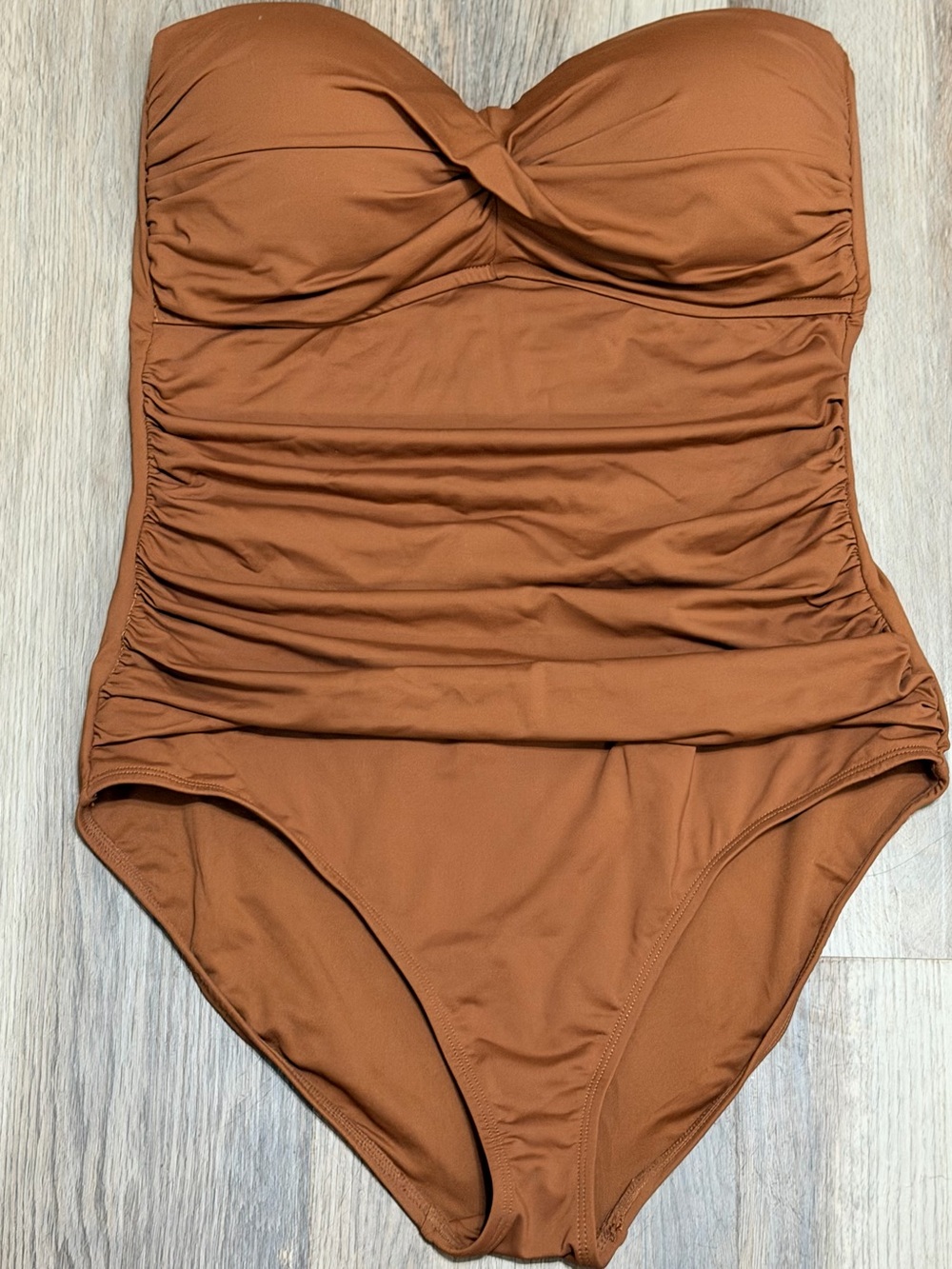 Anne Cole Ruched One-Piece Swimsuit in Rust Brown